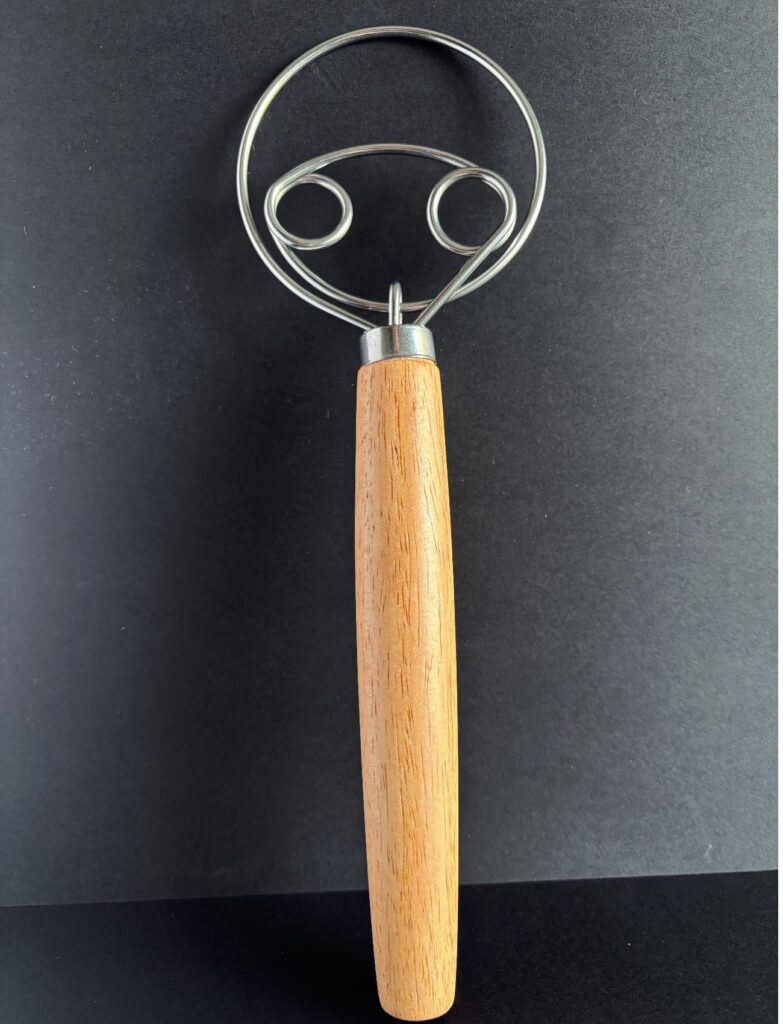 Danish Dough Whisk 26cm with wooden handle