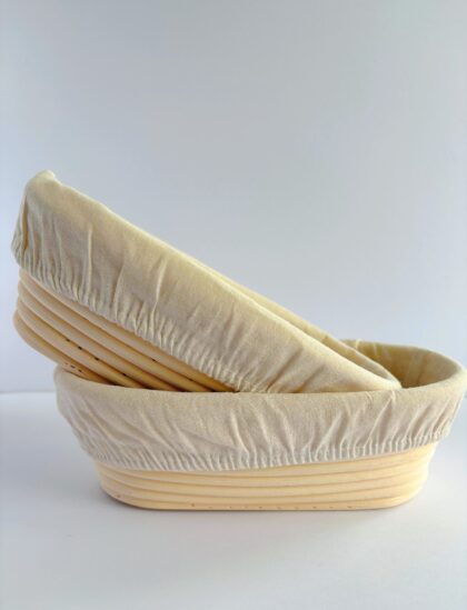 Natural Rattan Oval Banneton + Liner | Sourdough Batard Proofing Basket